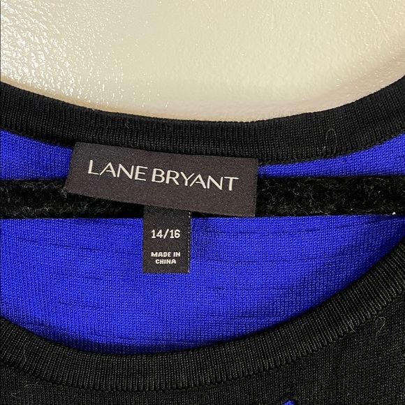 Lane Bryant Black and Blue Patterned 3/4 Sleeve Dress - Picture 3 of 11